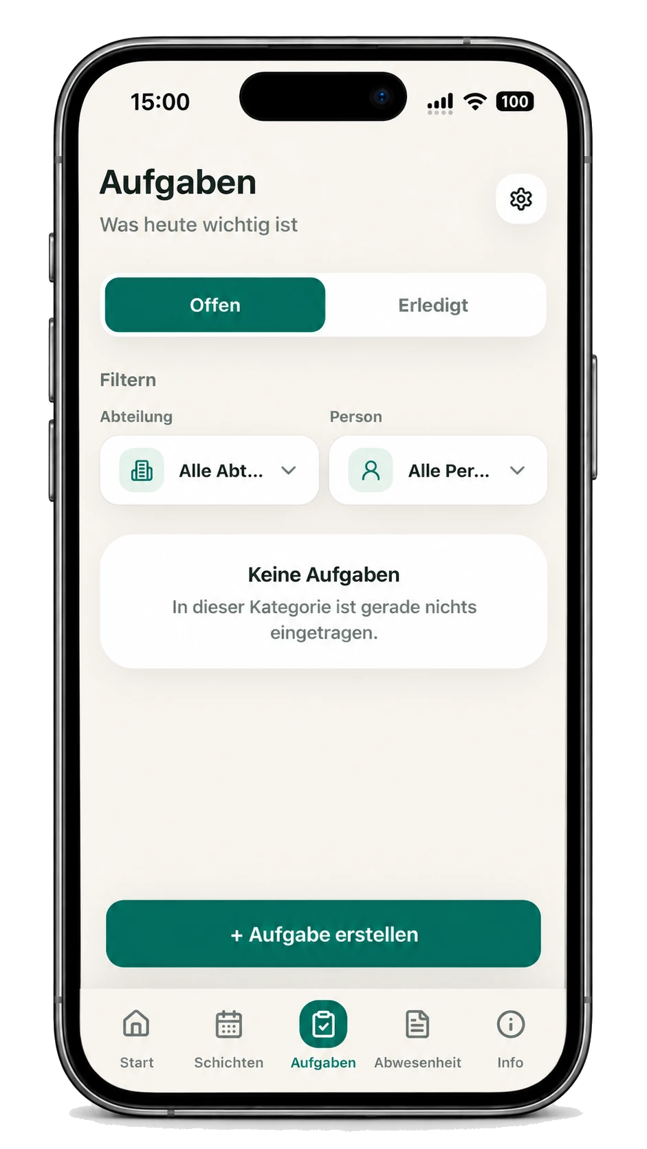 Aufgabenliste mit Fälligkeiten und Zuständigkeiten